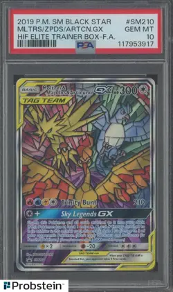 2019 POKEMON SM BLACK STAR PROMO HIF #SM210 MOLTRES ZAPDOS ARTICUNO GX PSA 10 - Image 1