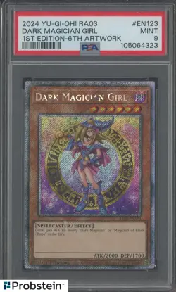 2024 POKEMON YU-GI-OH! RA03 1ST ED 6TH ARTWORK EN123 DARK MAGICIAN GIRL PSA 9 - Image 1