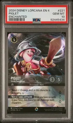 Disney Lorcana Piglet Enchanted #221/204 PSA 10 Ursala's Return - Image 1