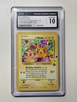 2021 Pokemon Birthday Pikachu Holo #24 Celebrations Classic Collection CGC 10 GM - Image 1