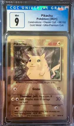 Pikachu - (Celebrations Metal Card) 058/102 Holo Pokemon Blue Label CGC 9 - Image 1