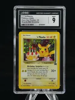 Birthday Pikachu Holo #24 Black Star Promo Pokemon CGC 9 🎂🎈 - Image 1