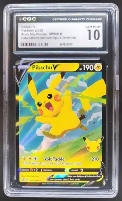 2021 POKEMON PIKACHU V BLACK STAR PROMOS CELEBRATIONS SWSH143 CGC 10 PT - Image 1