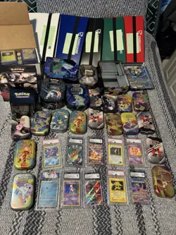 HUGE POKEMON CARD COLLECTION! 5 FULL BINDERS, 10 GRADED CARDS, ALL CARDS SLEEVED - Image 1