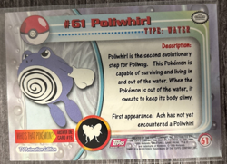 Poliwhirl #61 Topps TV Animation Edition Series 1 Pokemon Card Red Topps Logo HP - Image 2