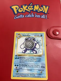1999 First Edition Base Set Shadowless Poliwhirl Pokemon Card # 38/102 - Image 1