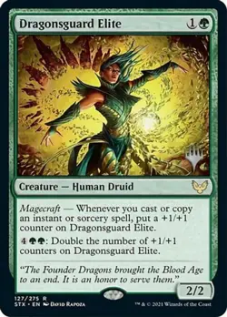 1x Dragonsguard Elite - Promo Pack Light Play, English Planeswalker Stamped MTG - Image 1