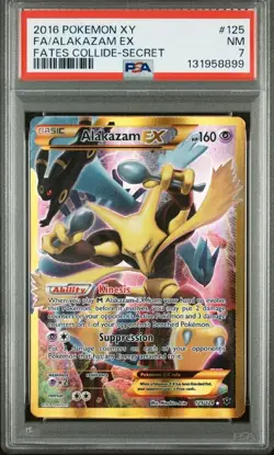2016 POKEMON XY FATES COLLIDE SECRET #125 FULL ART/ALAKAZAM EX PSA 7 - Image 1
