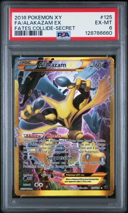2016 Pokemon Xy Fates Collide Alakazam EX #125 Fa Full Art Secret Rare PSA 6 - Image 1