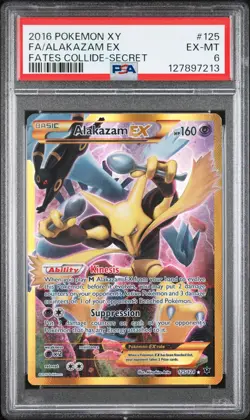 2016 POKEMON XY FATES COLLIDE SECRET #125 FULL ART/ALAKAZAM EX PSA 6 - Image 1
