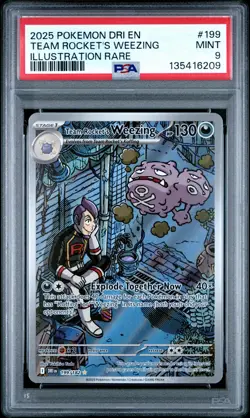 2025 POKEMON DESTINED RIVALS ILLUSTRATION RARE #199 TEAM ROCKET'S WEEZING PSA 9 - Image 1