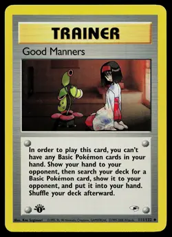 Pokemon Card - Good Manners Gym Heroes 111/132 Uncommon 1st Edition - Image 1
