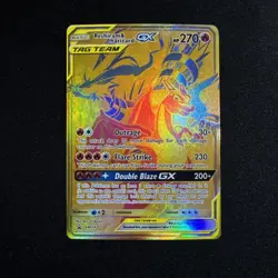Pokemon TCG Reshiram & Charizard GX SM247 Gold Black Star Promo NM Condition - Image 1