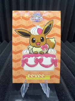 Birthday Cake Eevee - Cracked Ice Holo - Let's Go Eevee Database - Pokemon NM - Image 1