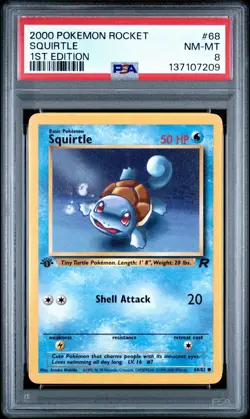 PSA 8 Squirtle 1st Edition Non Holo #68 2000 Pokemon Rocket 120462809 - Image 1