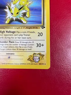 Lt. Surge's Jolteon 28/132 Gym Challenge Regular First Edition Pokemon Card - Image 3