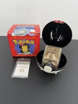 1999 Burger King Pokemon 23K Gold-Plated Trading Card #61 Poliwhirl + Pokeball - Image 1