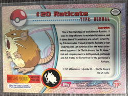 Raticate #20 Topps TV Animation Edition Series 1 Pokemon Card Red Topps Logo HP - Image 2