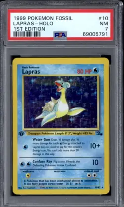 Pokemon Fossil 1st Edition Lapras 10/62 PSA 7 - Image 1
