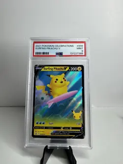 2021 POKEMON CELEBRATIONS #008 SURFING PIKACHU V - PSA 9 MINT - Image 1