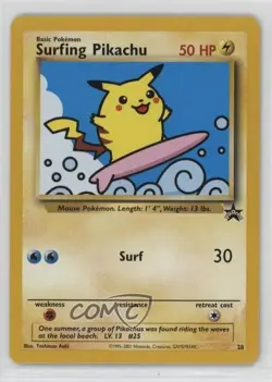 Surfing Pikachu Pokemon WOTC Black Star #28 1999 - Image 1