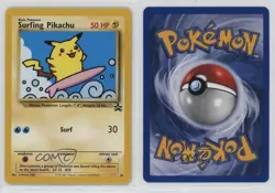 Surfing Pikachu Pokemon WOTC Black Star #28 1999 - Image 3