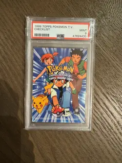 1999 Topps Pokemon Movie Edition Checklist PSA 9 - Image 1