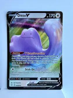 NM Pokemon TCG Ditto V Sword & Shield - Shining Fates #50 Basic/Rare Holo V - Image 1