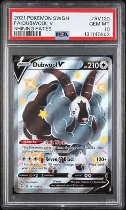 2021 Pokemon Sword & Shield SWSH Full Art Dubwool V Shining Fates #SV120 PSA 10 - Image 1