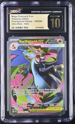 CGC Pristine 10 Mega Charizard X ex 109/094 Full Art Pokemon Phantasmal Flames - Image 1