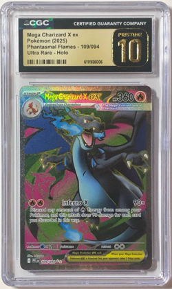 CGC 10 PRISTINE Mega Charizard X EX 109/094 Phantasmal Flames Holo Pokemon - Image 1