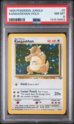 Vintage holo Kangaskhan Jungle 5/64 Pokemon TCG card - PSA 8 NM-MT - Image 1