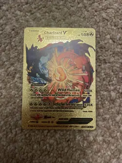 ❄Pokemon Charizard V Evolution 508HP Gold Foil Fan Art Card SMP 26-43 V2 - Image 1