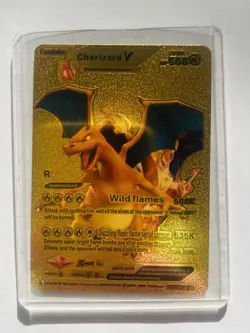 Pokemon Charizard V Evolution 508HP Gold Foil Fan Art Card SMP 26-43 (4) - Image 1