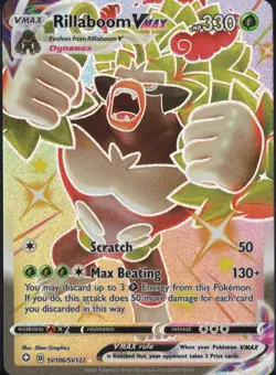 Rillaboom VMAX SV106/SV122 Shining Fates: Shiny Vault Holo NM Pokemon card - Image 1