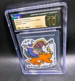CGC PRISTINE 10 Leon & Charizard Pokemon Trainers Sticker Pt.1 B-Side Label JPN - Image 4