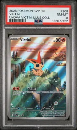 2025 POKEMON SVP PROMO UNOVA VICTINI ILLUSTRATION COLLECTION #208 VICTINI PSA 8 - Image 1