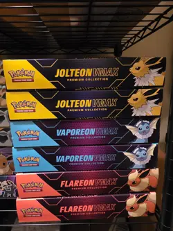 Pokemon Eevee Evolution VMAX Premium Collection Box Set of 3 Good Condition - Image 1