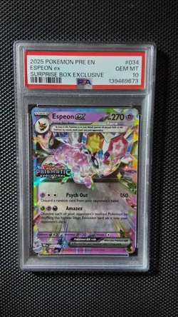 2025 POKEMON PRE EN-PRISMATIC EVOLUTIONS SURPRISE BOX EXCLUSIVE ESPEON EX PSA 10 - Image 1