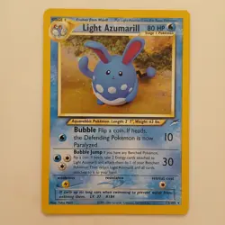 Pokemon card Light Azumarill 13/105 Neo Destiny Holo Rare NM - Image 1