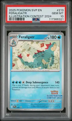 2025 POKEMON SVP EN-SV PROMO #213 FERALIGATR PSA 10 ILLUSTRATION CONTEST 2024 - Image 1