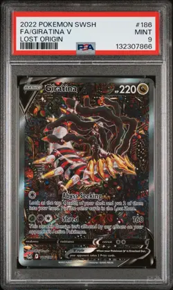 2022 Pokemon Sword & Shield SWSH Full Art Giratina V Lost Origin #186 PSA 9 Mint - Image 1