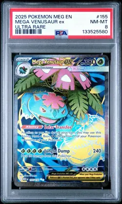 Mega Venusaur EX 155 Ultra Rare Full Art Graded PSA NM-MT 8 Pokemon TCG - Image 1