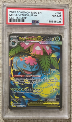 Mega Venusaur EX 155 Ultra Rare Full Art Graded PSA NM-MT 8 Pokemon TCG - Image 1