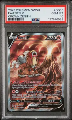 2023 POKEMON SWORD & SHIELD CROWN ZENITH #GG36 FULL ART/ENTEI V PSA 10 - Image 1