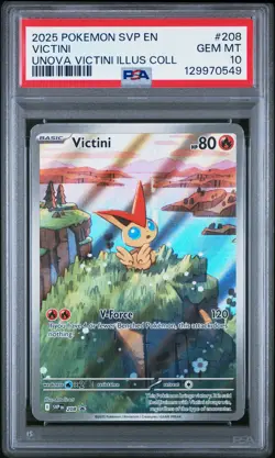 2025 Pokemon SVP EN-SV Black Star Promo Victini #208 Unova Illus Coll PSA 10 BSP - Image 1