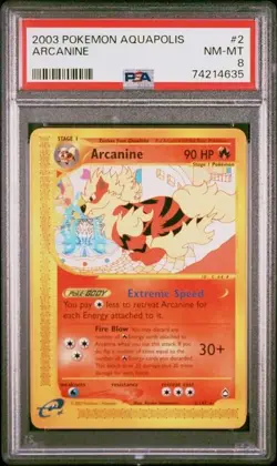 Arcanine 2/147 Normal - Pokemon Aquapolis PSA 8 NM-MT - Image 1