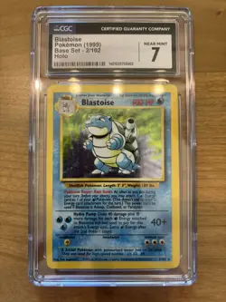 CGC 7 Blastoise #2/102 1999 Pokemon Base Set Unlimited NM Holo Rare Card - Image 1