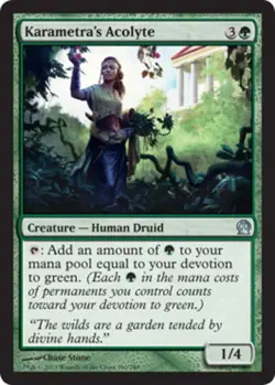 MTG Karametra's Acolyte - Foil, Theros, Moderately Played, English - Image 1
