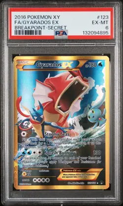 2016 POKEMON XY BREAKPOINT SECRET #123 FULL ART/GYARADOS EX PSA 6 - Image 1
